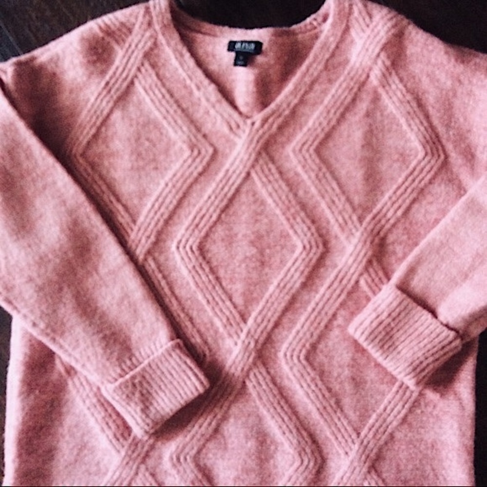 a.n.a. Cable V Neck Sweater Pink M
